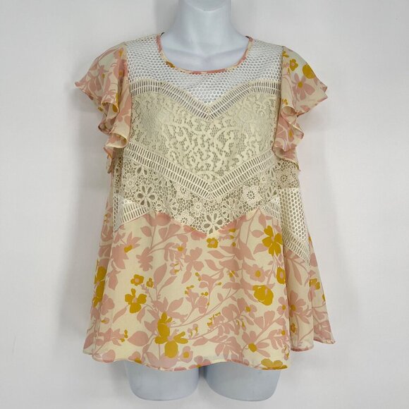 Anthropologie HD In Paris Fluttered Flores Blouse Size 0 - Picture 6 of 7